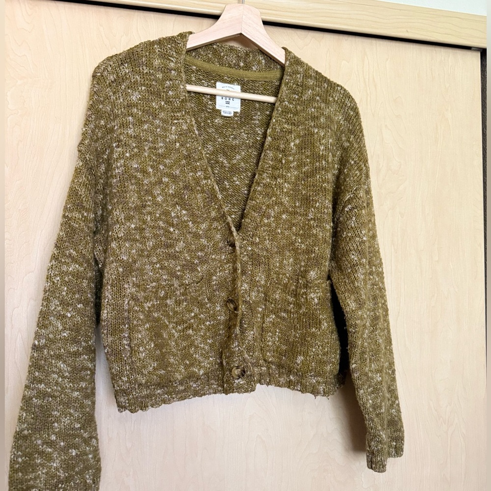 Billabong Olive Green Marled V-Neck Button Cardigan